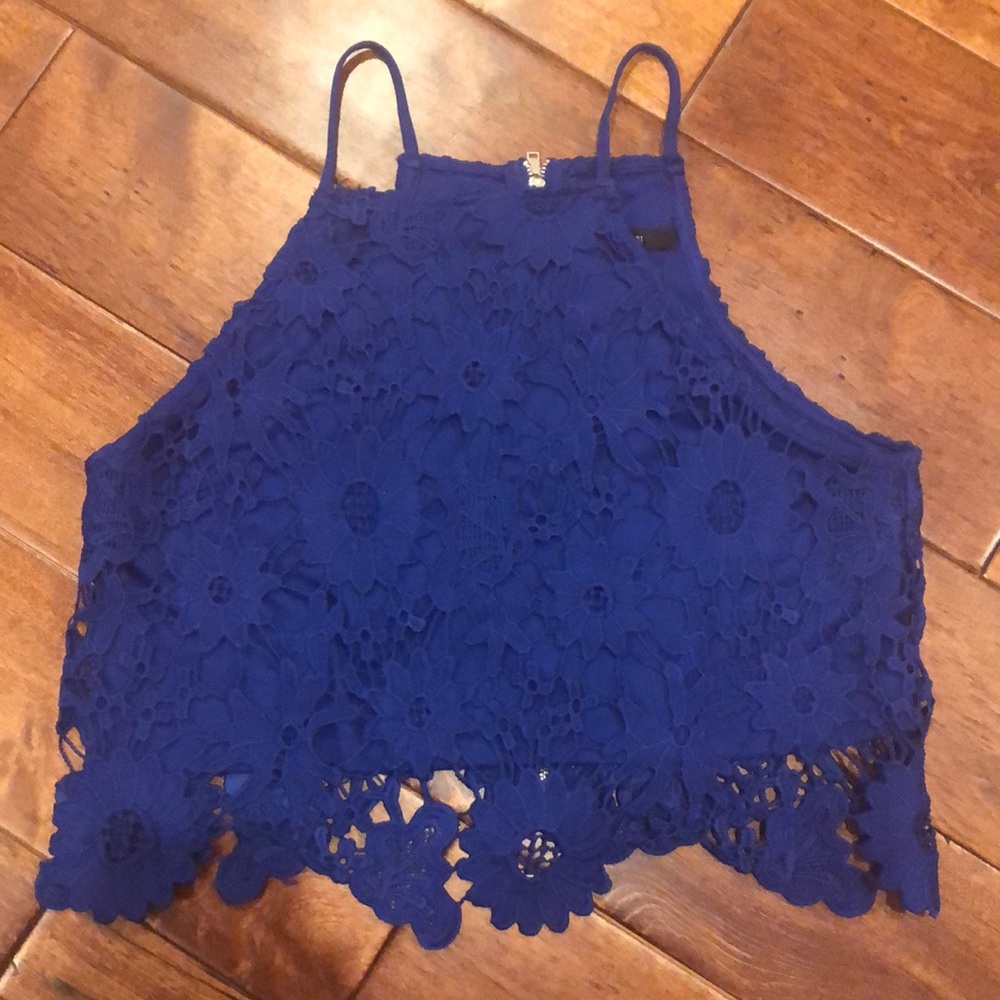 Royal Blue Lace Crop Top S
